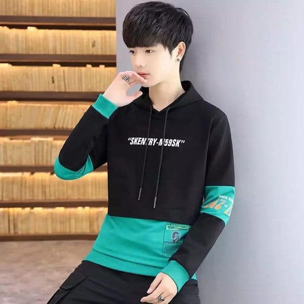 Stylish Color Combined Hoodie - Image 1