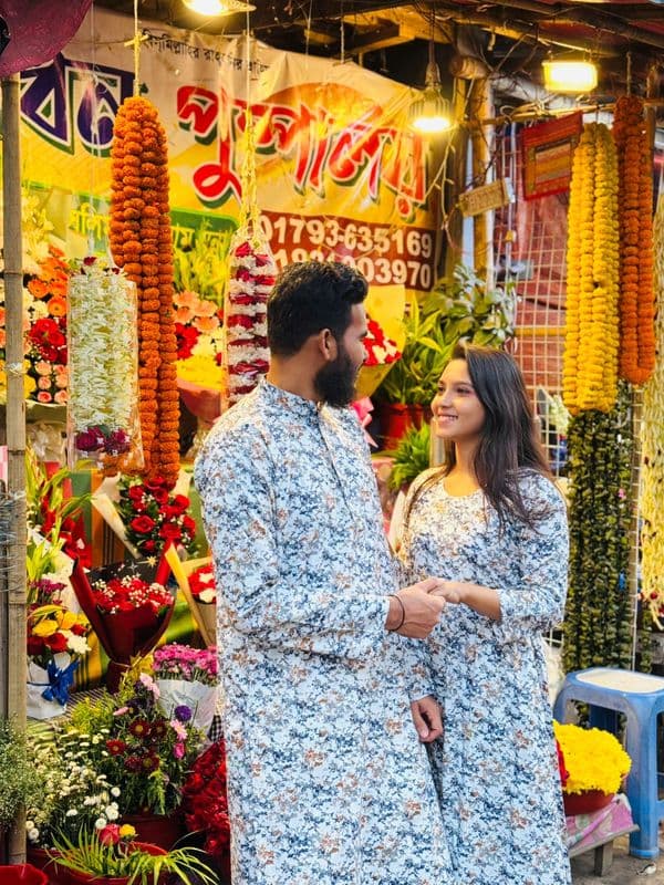 Panjabi and Gown Couple Dress - Image 1